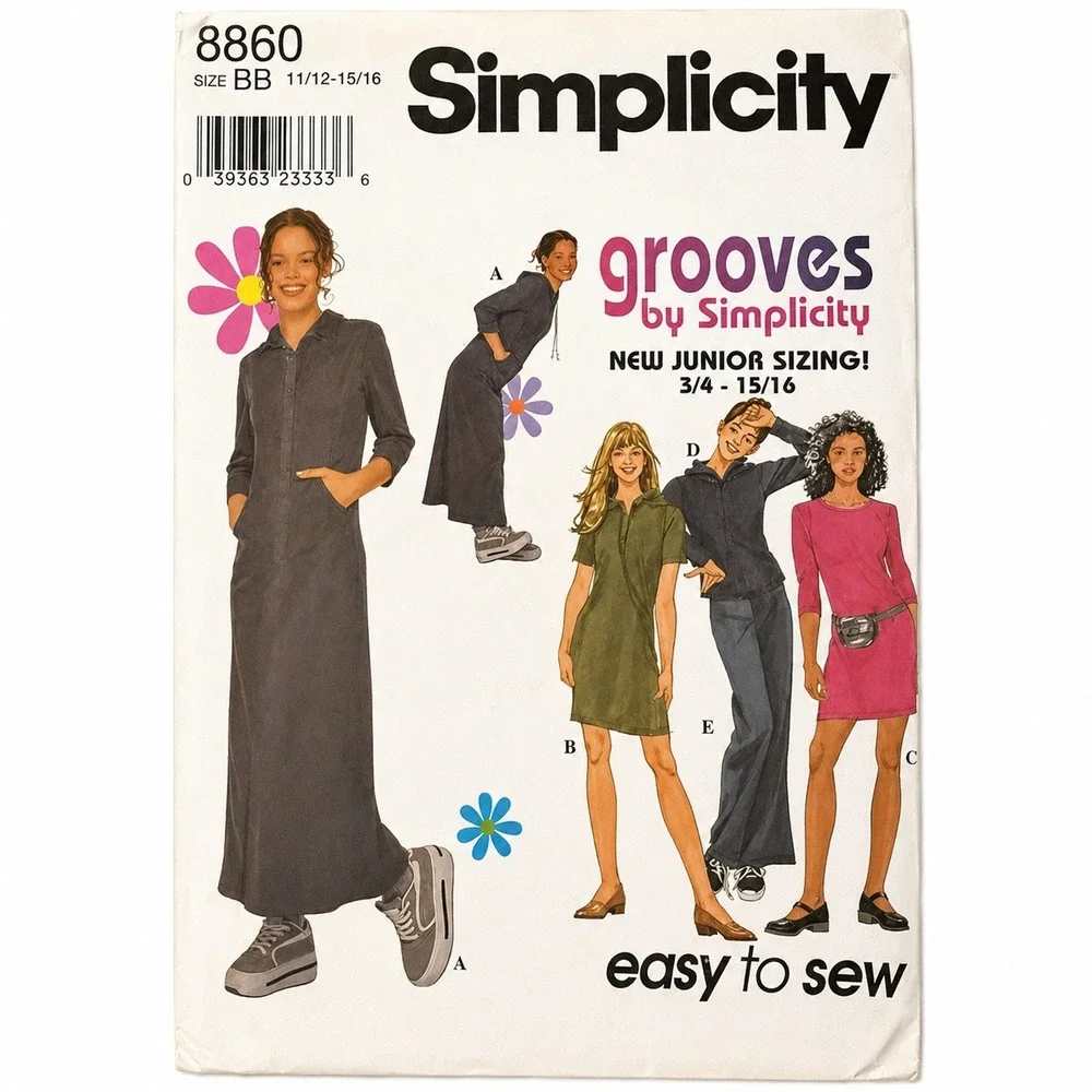 Simplicity 8860 Junior Pants, Top, Dress~ Sz BB (11/12-15/16) ~ Easy to Sew~ New